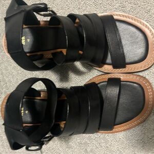 ZARA New Black Vegan Leather Sandals